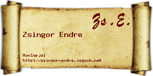Zsingor Endre névjegykártya